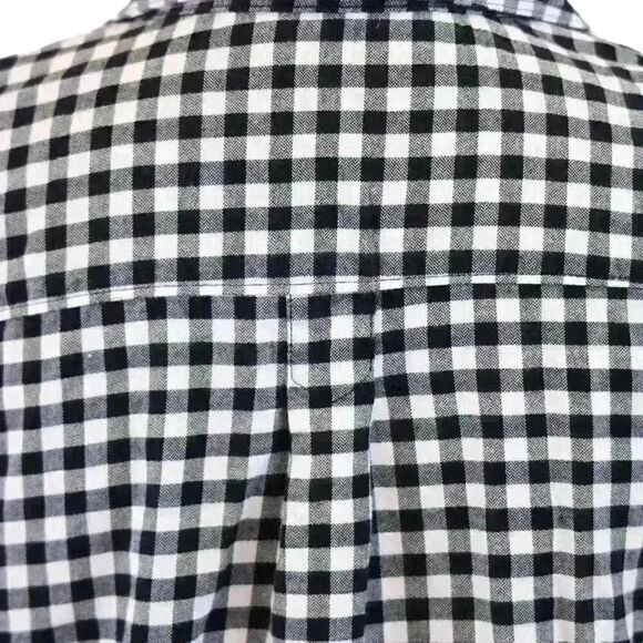 Banana Republic Black Gingham Button Up Long Sleeve Shirt Size Medium Petite - Picture 3 of 8